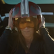 Patty Jenkins in a Star Wars helmet.